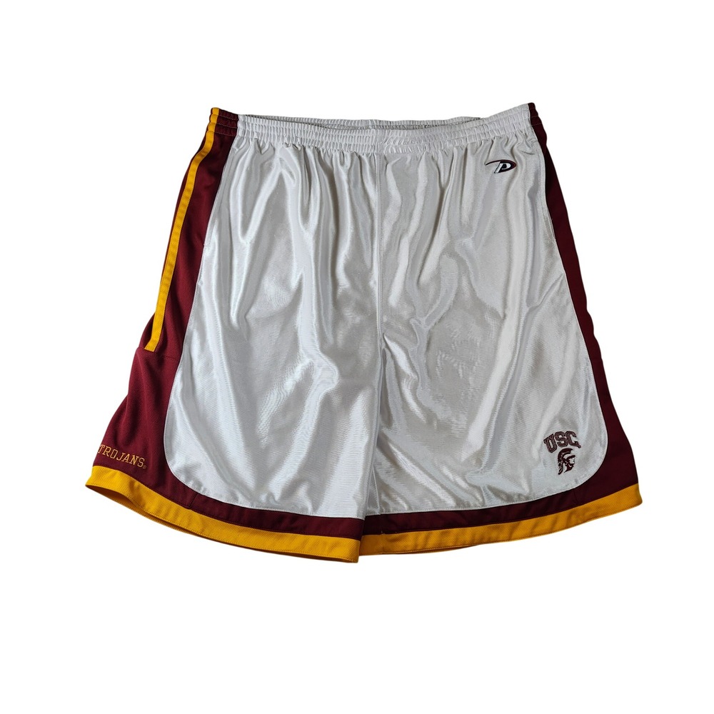 Vtg USC Trojan Dunk Performance Mesh Basketball Shorts White Red Men's 2XL